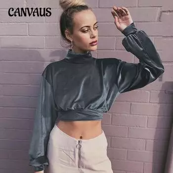 Женская модная толстовка больших размеров с высоким воротом из бархата с коротким воротом и тонким узким топом с длинными рукавами S синий