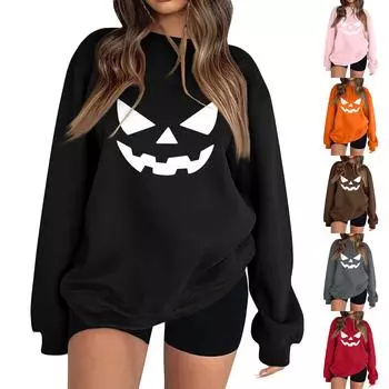 Женская модная толстовка с длинным рукавом и круглым вырезом с принтом L чёрный