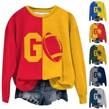 Женская модная толстовка с длинным рукавом и круглым вырезом с принтом L синий