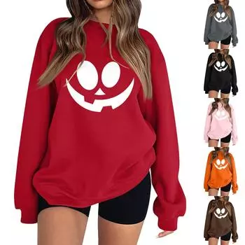 Женская модная толстовка с длинным рукавом и круглым вырезом с принтом XL красный