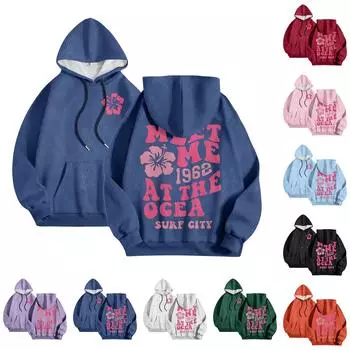 Женская модная толстовка с длинным рукавом и принтом букв, с капюшоном и карманом на шнурке, плюшевая толстовка XXL розовый