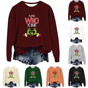 Женская модная толстовка с длинным рукавом и круглым вырезом с принтом L чёрный