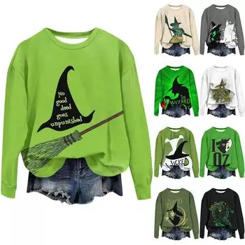 Женская модная толстовка с длинным рукавом и круглым вырезом с принтом L армия зеленый