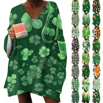 Женская модная толстовка с длинным рукавом и V-образным вырезом с принтом M