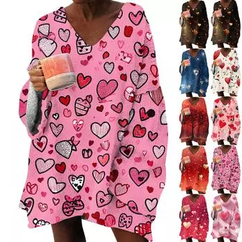 Женская модная толстовка с длинным рукавом и V-образным вырезом с принтом L
