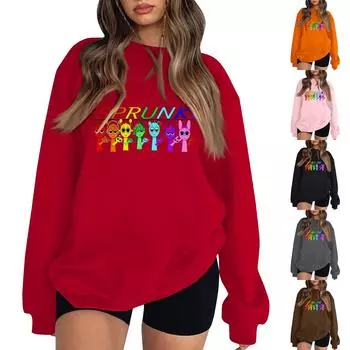 Женская модная толстовка с длинным рукавом и круглым вырезом с принтом L чёрный