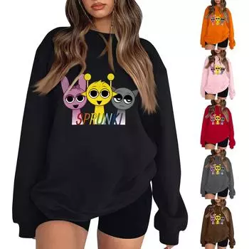 Женская модная толстовка с длинным рукавом и круглым вырезом с принтом L чёрный