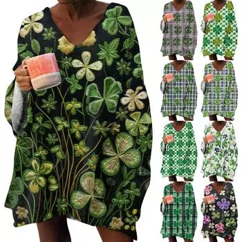 Женская модная толстовка с длинным рукавом и V-образным вырезом с принтом XXL