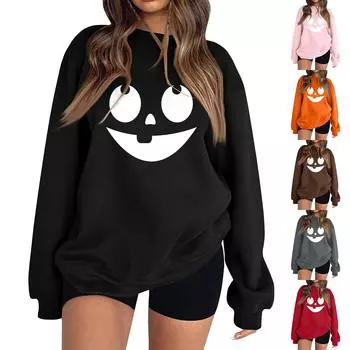 Женская модная толстовка с длинным рукавом и круглым вырезом с принтом XXL