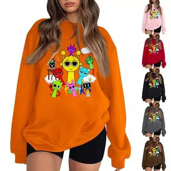 Женская модная толстовка с длинным рукавом и круглым вырезом с принтом L чёрный