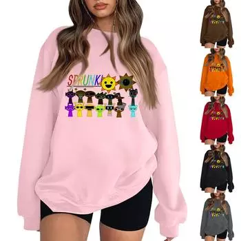 Женская модная толстовка с длинным рукавом и круглым вырезом с принтом L чёрный