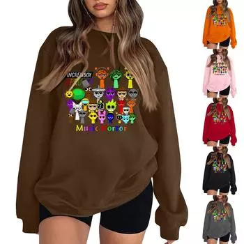 Женская модная толстовка с длинным рукавом и круглым вырезом с принтом L чёрный