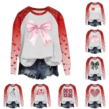 Женская модная толстовка с длинным рукавом и круглым вырезом с принтом XL