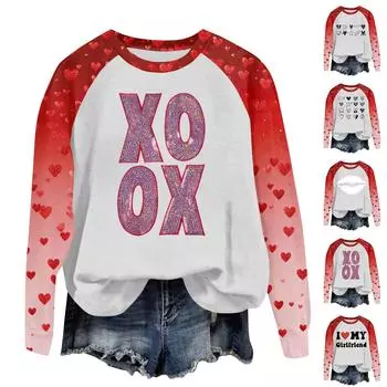 Женская модная толстовка с длинным рукавом и круглым вырезом с принтом XXXL