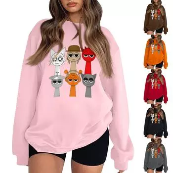 Женская модная толстовка с длинным рукавом и круглым вырезом с принтом L чёрный