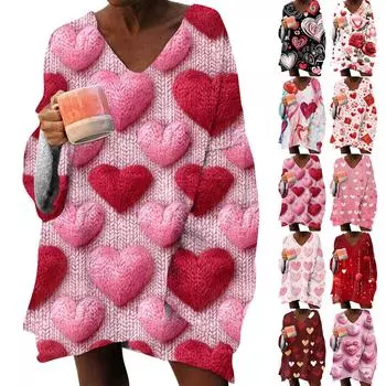 Женская модная толстовка с длинным рукавом и V-образным вырезом с принтом XXL