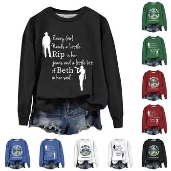 Женская модная толстовка с длинным рукавом и круглым вырезом с принтом XXL