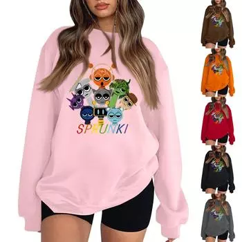 Женская модная толстовка с длинным рукавом и круглым вырезом с принтом L чёрный