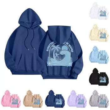 Женская модная толстовка с длинным рукавом, принтом букв, капюшоном, завязками, большим карманом, толстовка сверху L бежевый