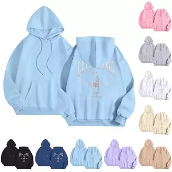 Женская модная толстовка с длинным рукавом, принтом букв, капюшоном, завязками, большим карманом, толстовка сверху L бежевый