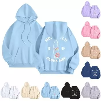 Женская модная толстовка с длинным рукавом, принтом букв, капюшоном, завязками, большим карманом, толстовка сверху XXL фиолетовый