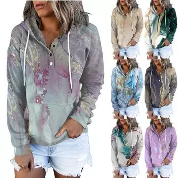 Женская модная толстовка с длинными рукавами и принтом S чёрный