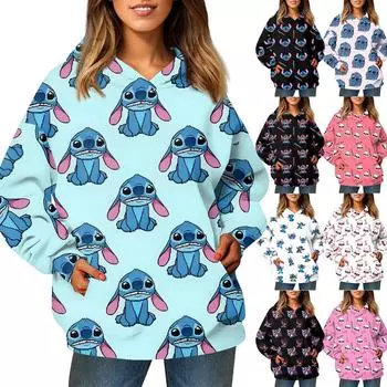 Женская модная толстовка с длинными рукавами и принтом стежков, с капюшоном и карманом XXXL белый