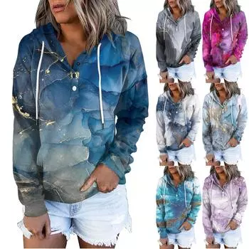 Женская модная толстовка с длинными рукавами и принтом L чёрный