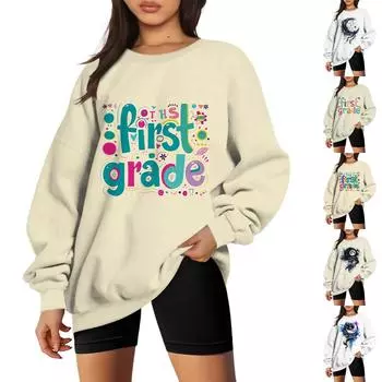 Женская модная толстовка с капюшоном и длинным рукавом с принтом листьев регби L бежевый