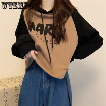 Женская модная толстовка с капюшоном и длинным рукавом, пуловер с принтом, женская тонкая толстовка с капюшоном Harajuku на весну и осень S
