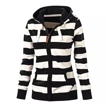 Женская модная толстовка с капюшоном и длинными рукавами, карманом на молнии, веревочной полоской L