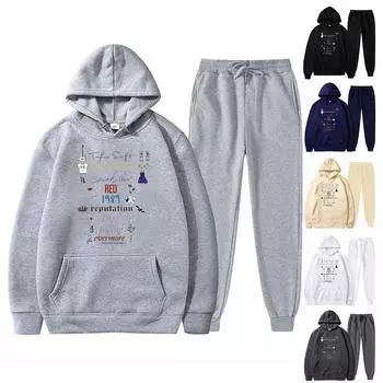 Женская модная толстовка с капюшоном и длинными рукавами, комплект из двух предметов для бега с принтом S белый