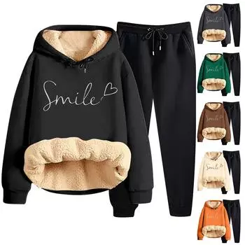 Женская модная толстовка с капюшоном и принтом, повседневный комплект из двух предметов XXL бежевый