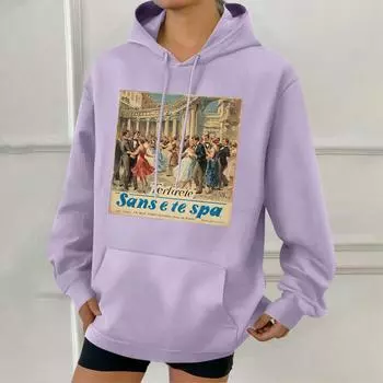 Женская модная толстовка с капюшоном в стиле ретро с принтом и карманами M