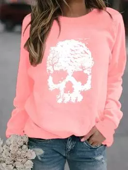 Женская модная толстовка с круглым вырезом и длинными рукавами с различными популярными узорами для зимы S