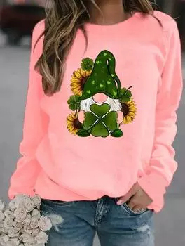 Женская модная толстовка с круглым вырезом и длинными рукавами с различными популярными узорами для зимы S