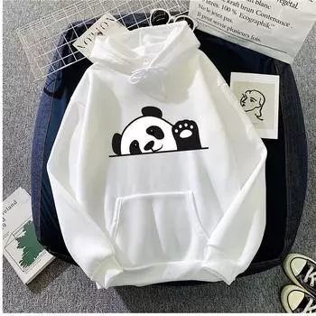 Женская модная толстовка с принтом панды, весенне-осенний повседневный топ с длинными рукавами и карманами, женская толстовка, пуловер, свободные толстовки L абрикосовый