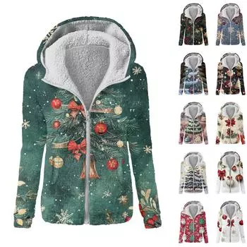 Женская модная толстовка с принтом, свободная плюшевая куртка с капюшоном на молнии L бежевый