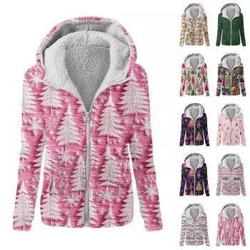 Женская модная толстовка с принтом, свободная плюшевая куртка с капюшоном на молнии L чёрный