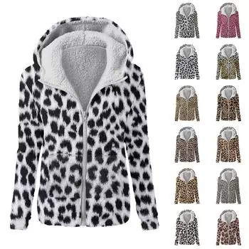 Женская модная толстовка с принтом, свободная плюшевая куртка с капюшоном на молнии XXL