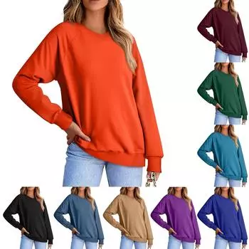 Женская модная толстовка с V-образным вырезом, длинным рукавом, однотонная, повседневная, свободная, с рукавами реглан, толстовка, свитер XXL чёрный