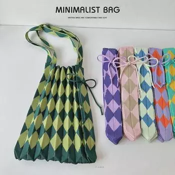 Женская модная трикотажная плиссированная сумка-аккордеон через плечо