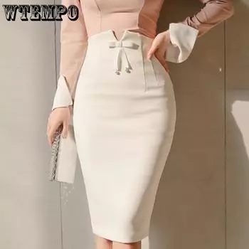 Женская модная юбка с высокой талией и ягодицами, универсальная юбка с ягодицами, сексуальная основа, большие размеры, одноступенчатая юбка S белый