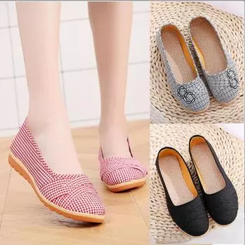 Женская модная удобная тканевая обувь на плоской подошве, милые весенне-летние туфли на одноместной подошве с термопластической подошвой, лоферы без шнуровки 35