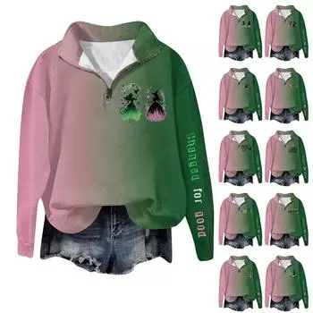 Женская модная универсальная толстовка с длинными рукавами и принтом ведьмы на молнии L армия зеленый