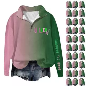 Женская модная универсальная толстовка с длинными рукавами и принтом ведьмы на молнии L