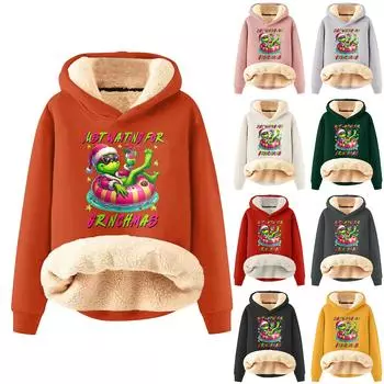 Женская модная утепленная толстовка с капюшоном и рождественским принтом XL розовый