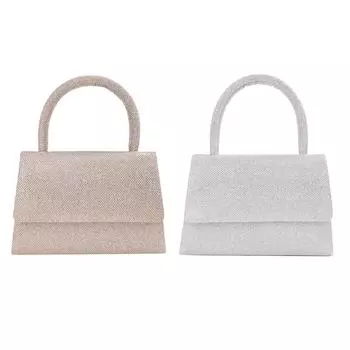 Женская модная вечерняя сумка, однотонная мини-элегантная сумка с блестками, универсальная вечерняя сумка с ручкой сверху, вечеринка, свадебная сумка серебряный