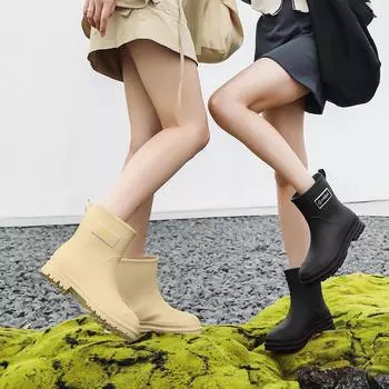 Женская модная верхняя одежда, водонепроницаемая и противоскользящая кухонная резиновая обувь на мягкой подошве 41 чёрный