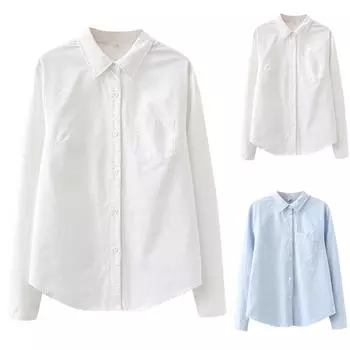 Женская модная винтажная однотонная рубашка с длинным рукавом и верхним пальто